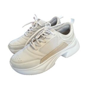 Zara white chunkie trainer sneakers vegan faux leather size 37, US 6.5